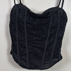 Lulus Black Lace Cropped Tank Top
